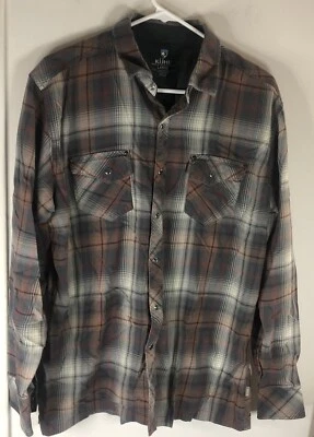 Camisa de franela a cuadros manga larga a presión Kuhl Pearl para hombre talla grande gris LEER Foto 1 de 4