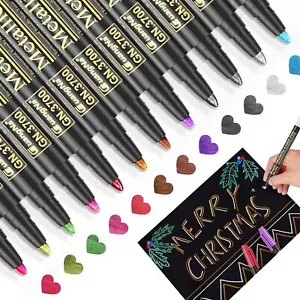 Metallic Stifte, 12 Farben Glitzerstifte Metallic Marker Pens Acrylstifte Für Sc - Bild 1 von 7