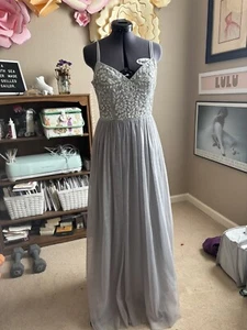 BHLDN ELOWEN DRESS- SIZE 2 Anthropology Light Grey With Embroidery And Beading - Picture 1 of 10