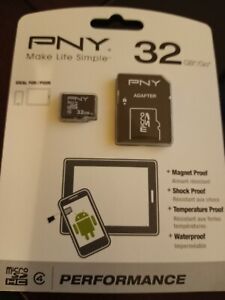 PNY 32GB MicroSDHC Card w/ Adapter | Class 4 | P-SDU32G4-GE | NEW