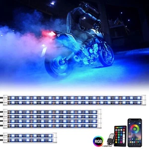 Kit de 8 tiras LED RGB para motocicleta luces de neón inferiores para Harley Honda Suzuki - Imagen 1 de 7