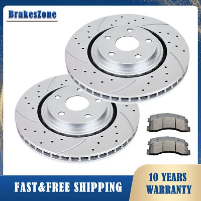 Front Brake Rotors Pads Kit fit for Dodge Grand Caravan 2008-2016 Slotted Brakes - Image 1 of 4