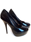 Used Worn High Heel Pumps Stiletto Shoes Black Patent Leather Sz 7