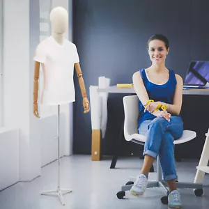 53"~76" Detachable Male Mannequin Torso Adjustable Body with Tripod Metal Stand - Bild 1 von 20