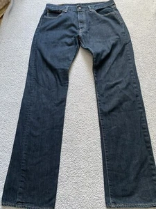 Jeans Levis 501 uomo 33x34 nero bottoni dritti mosca americano lavaggio scuro denim CE - Foto 1 di 7