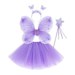 Schmetterlingsflügel, Tutu Kleid mit Schmetterlingsflügeln, Lila Feenprinzessin - Picture 1 of 2