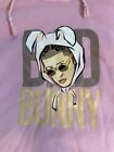 Bad Bunny Pink Hoodie Women L Sweatshirt Bunny Ears Pullover Music READ