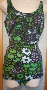 VTG Women's 50s -60s One Piece Sz S Swimsuit Retro Bathing Suite Swimwear Floral - Picture 1 of 12