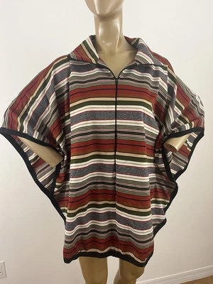 Poncho vintage Tomorrow's Dream para mujer OS media cremallera a rayas marrón Foto 1 de 4