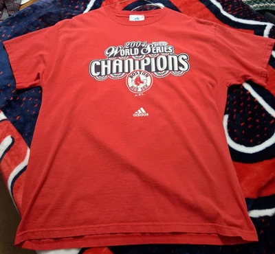 Camiseta vermelha Boston Red Sox 2004 World Series Champions Adidas masculina tamanho grande - Imagem 1 de 4