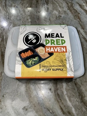 Contenedores de alimentos con tapas de 3 compartimentos Meal Prep Haven - 14 unidades Foto 1 de 3