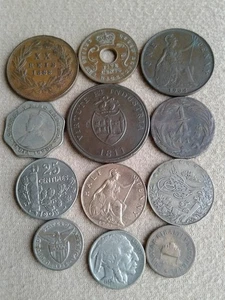 Old WORLD Coin Lot -1800s - 12 VINTAGE COINS Some 1900s - Lot #856-7 - Picture 1 of 10