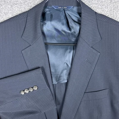 Brooks Brothers Blazer Mens 43R Navy Pinstripe Full Canvas Fitzgerald Brookscool - Image 1 of 4