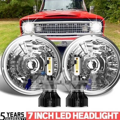 Pair 7" Inch Round LED Headlights Halo Angle Eyes For 1963-1978 Jeep Wagoneer Foto 1 de 4