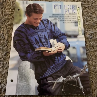 VINTAGE CREATIVE NEEDLES PATTERN - FIT FOR FUN  KNITTING IN ARAN YARN  - Image 1 of 4