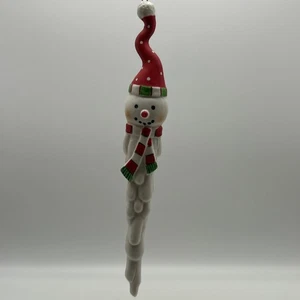 "Muñeco de nieve de cerámica fundiéndose en un adorno de Navidad de hielo, 8,25"" de alto" - Imagen 1 de 14