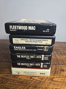 LOT 6 8-Track Tapes 70s Beatles, Eagles, Fleetwood Mac, Sat Night Fever, Hello D - Picture 1 of 2