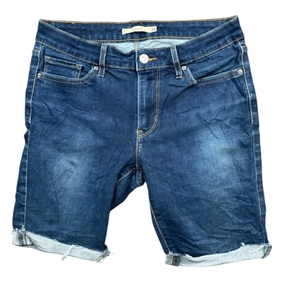 LEVI'S 711 Skinny Denim Shorts Womens W29 (Fits W29) Blue Cotton Cut Off - Image 1 of 4