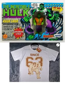 The Incredible Hulk Rage Cage Action Figure Marvel 4872 & Hulk T-Shirt XL - Picture 1 of 23