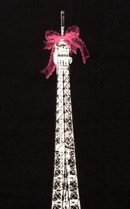 Eiffel Tower KOKKA 100% cotton japan black white pink 43"x24" - Picture 1 of 4