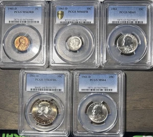 Juego de 5/10 piezas 1961 Estados Unidos como nuevo todo graduado PCGS.  - Imagen 1 de 3