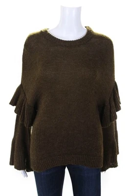 J.O.A. Suéter romántico con volantes para mujer marrón talla pequeña 10808808 Foto 1 de 4