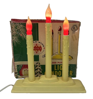 Candelabro vintage de Navidad NOMA 3 luces de plástico moldeado con caja de exhibición Foto 1 de 4