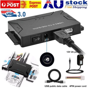 USB 3.0 To IDE SATA 2.5"/3.5" Hard Drives Converter External HDD SSD Adapter Kit - Picture 1 of 15