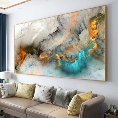 Cloud Abstract Canvas Painting Wall Art Print Poster For Living Home Room Decor - Image 1 of 3