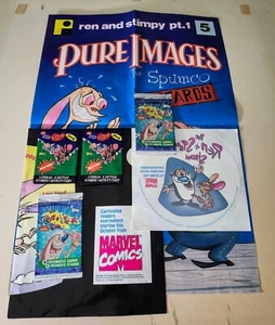 Topps Ren & Stimpy Rugrats Nickelodeon 1993 4 paquetes sellados calcomanía y 2 carteles - Imagen 1 de 6