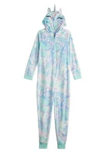 Girls One Piece Pajamas Hooded Unicorn Union Suit Fleece Blanket Sleeper- 10/12 - Picture 1 of 5