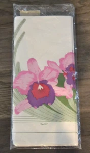 Cubierta de mesa de papel FLOR DE ORQUÍDEA por arte en papel 54" x 102" EE. UU. Vintage ROSA PÚRPURA - Imagen 1 de 4