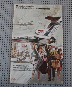 Vintage TAA TRANS-AUSTRALIA AIRLINES Routenkarten & Fluginformationen 70er Jahre - Bild 1 von 5