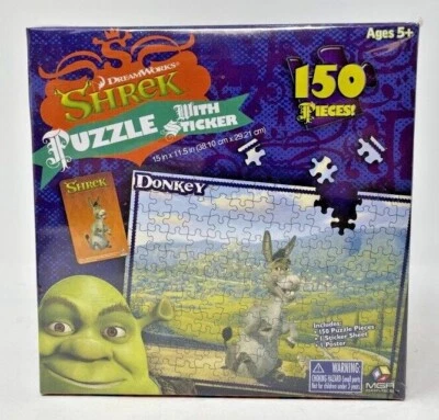NEW 2006 SHREK Donkey Puzzle 15" x 11.5" 150 Pieces + 1 Poster + 1 Sticker - Image 1 of 3