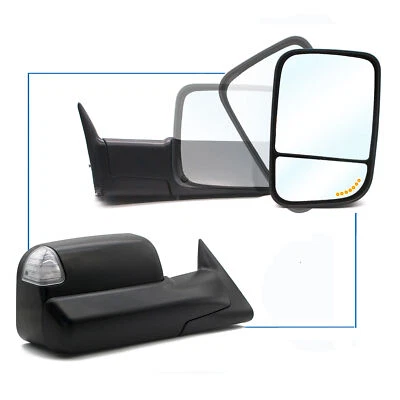 Par de espejos retrovisores de remolque aptos para Dodge Ram 1500 2500 3500 1994-1997 intermitente eléctrico Foto 1 de 4