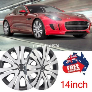 4PCS Car Vehicle Wheel Rim Skin Cover 14inch Hubcap Wheel Cover Silver&Black AU - Picture 1 of 7