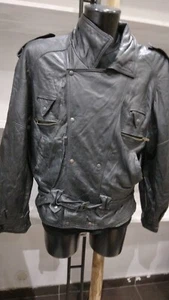 Chaqueta de Cuero Usada Hombre Negro Talla 48 PGS106PI - Imagen 1 de 6