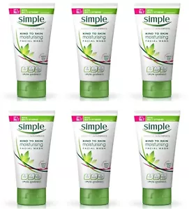 6 x SIMPLE Kind to Skin Moisturising Facial Wash (50ml) x 6 Pack - Picture 1 of 4