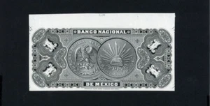 MEXICO Banco National Back Proof Banknote P- S255 , 1885 - 1913 , 1 Peso , UNC - Picture 1 of 2