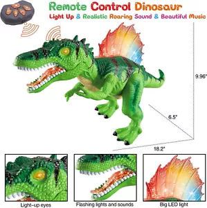 New Remote Control Realistic Roaring Sound and Music Light-up Dinosaur Toys - Picture 1 of 3