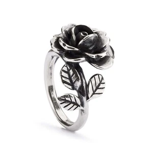 Anillo TROLLBEADS Rosa del Corazón Plata de Ley 925 Ennegrecida - Imagen 1 de 3
