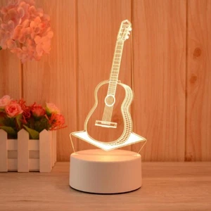 Lampada 3D USB LED CHITARRA- Luce bianca - Regalo decorazione per cameretta - Foto 1 di 1