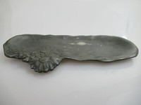 Art Nouveau Style Pewter Dish Tray Plate, French, Handmade, Flowers, 92% Tin