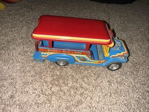Vintage Blechspielzeug Pro-Mite Modell 1-80 Philippine Jeepney Metall Auto blau - Bild 1 von 8