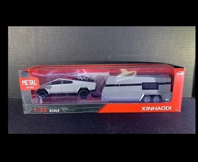 Xinhaodi Tesla Cyber Truck METAL Model with Trailer With Light and Music - Image 1 of 3