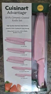 CUISINART Advantage 10-Pc Ceramic-Coated Knife Set *BABY PINK* NIB Hard to Find! - Picture 1 of 9