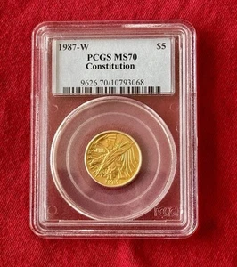 1987-W PCGS Constitution $5 Gold Five Dollar Commemorative Gold MS70 MS 70 🔥 - Picture 1 of 4