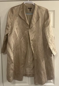 Chaqueta Eileen Fisher Seda y Lino Talla MED Dorado Taupe Artístico Lagenlook Satinado Blazer - Imagen 1 de 11