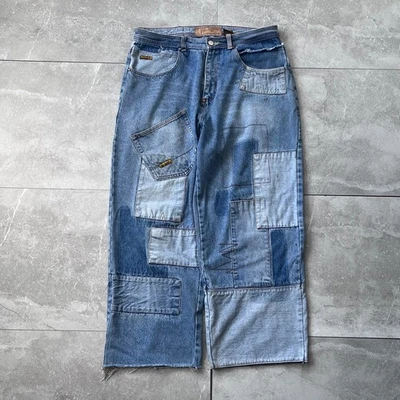 Pantalones de mezclilla Paco años 90 retazos - azul multitono - talla 36 - holgados vintage Y2K Foto 1 de 4
