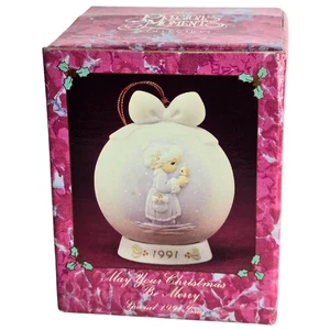 Precious Moments "Que tu Navidad sea feliz" 1991 bola adorno - Imagen 1 de 6